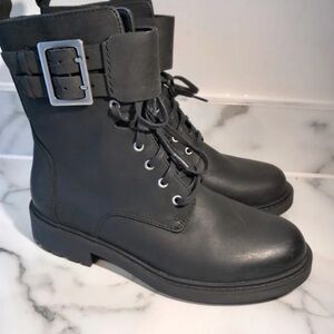 Clarks Dark Gray Combat Boots with Buckle